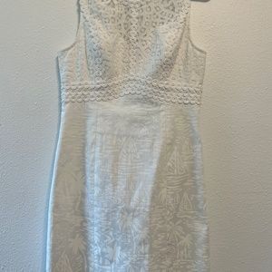 Lilly Pulitzer Leigh White Seacret Island Lace Sailboat Stretch Dress